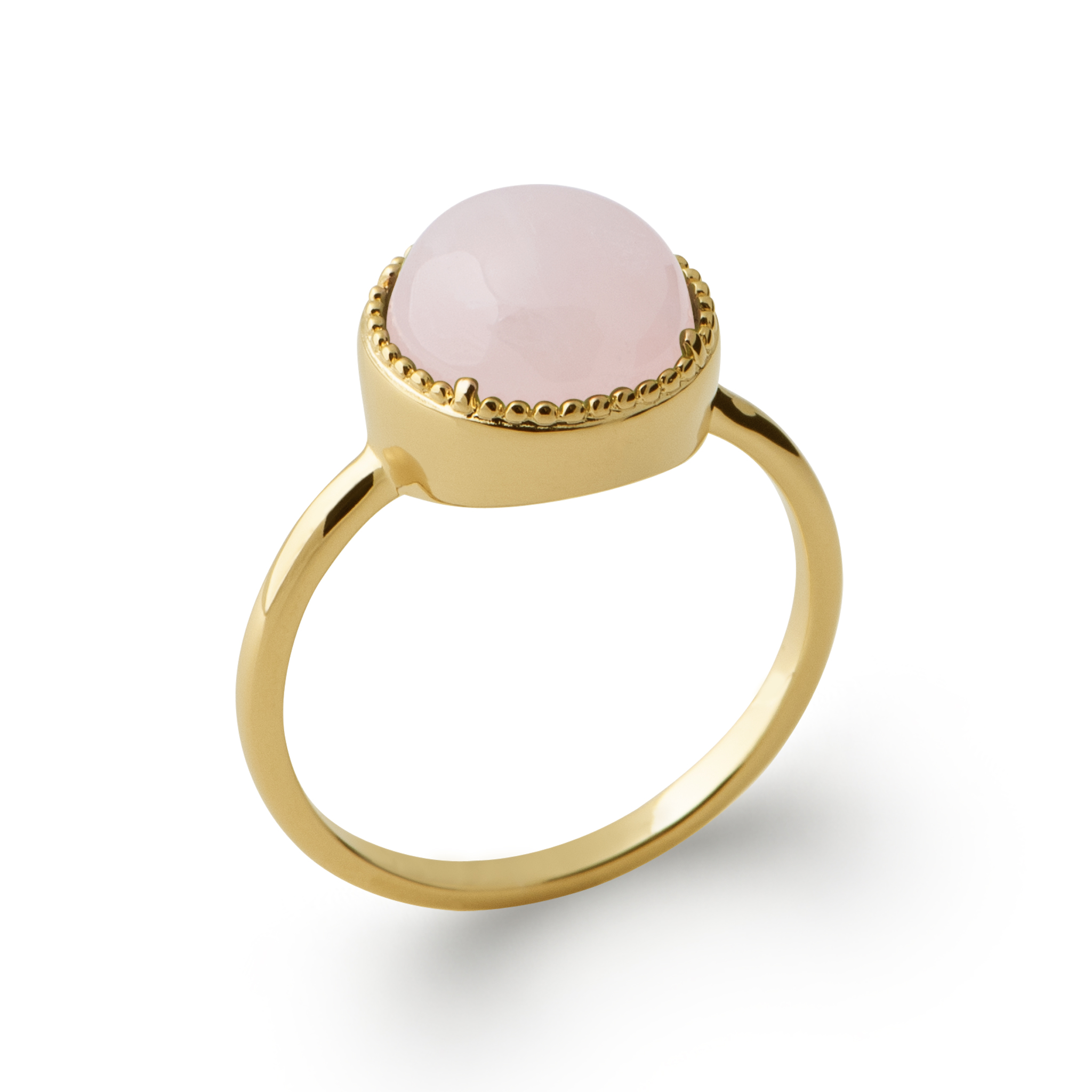 Bague Plaqué Or Quartz Rose Couleurs