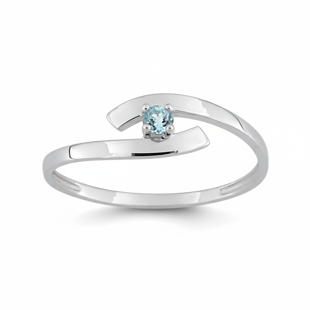 Bague Or Blanc bleu Topaze