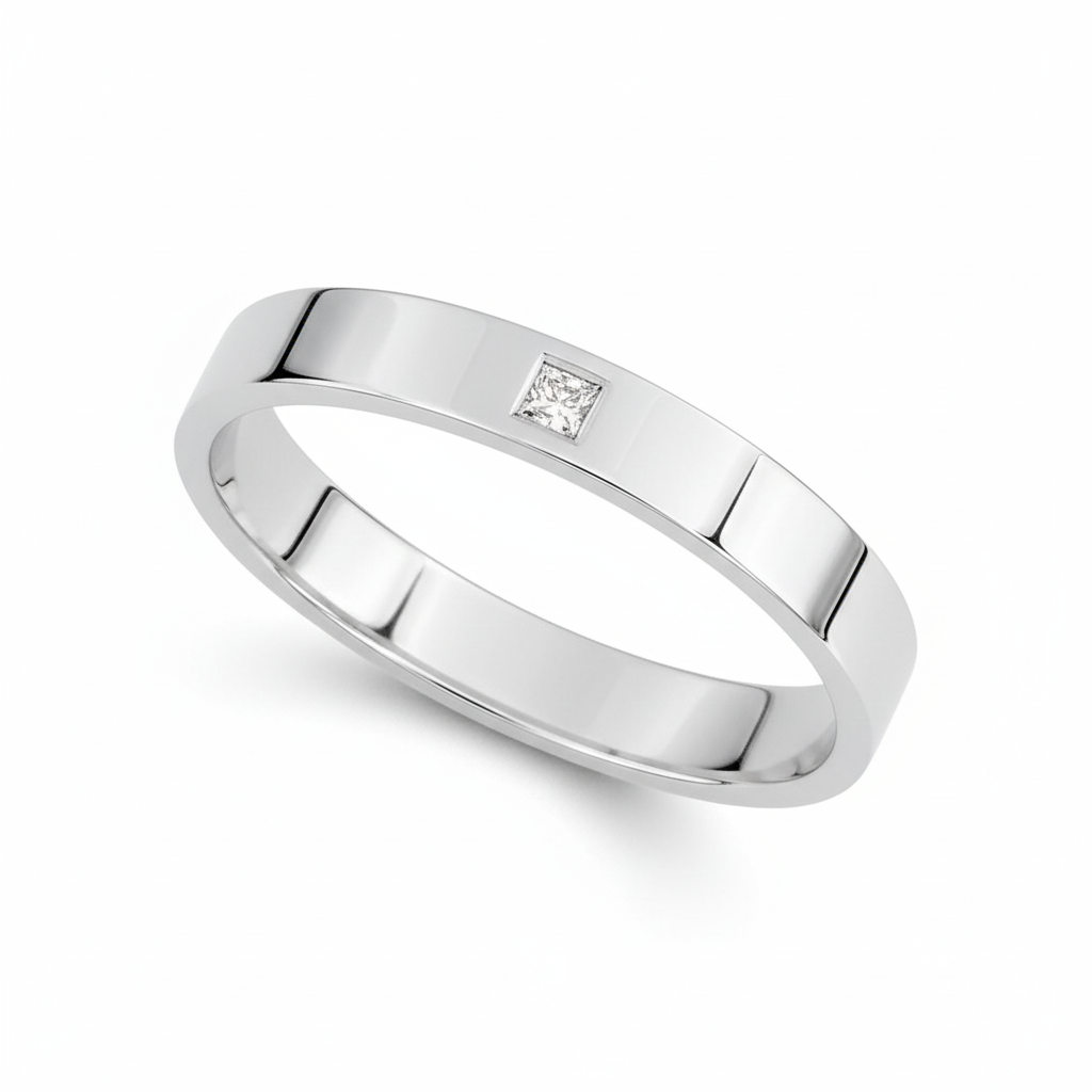 Alliance Or Blanc 18k Largeur 3mm Diamant 0.03ct GH SI
