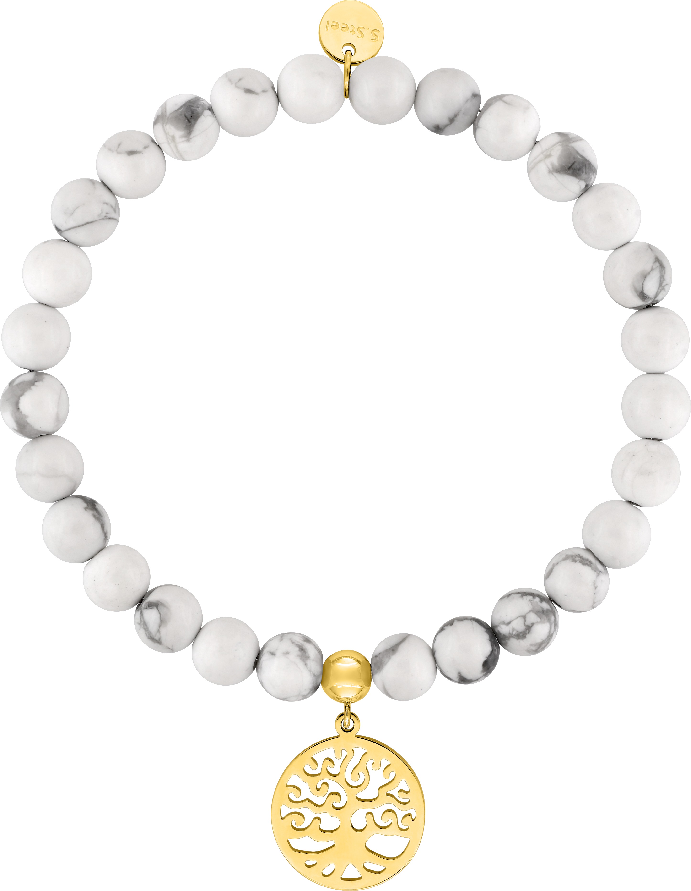 Bracelet Acier Doré Turquoise Blanc - Bracelet en Acier - Bijoux en Vogue