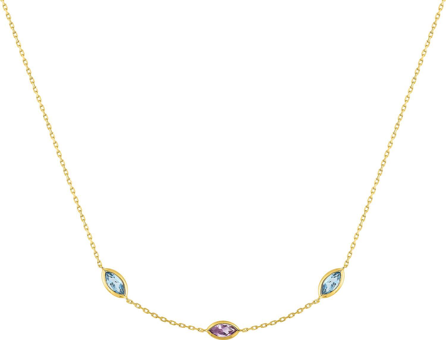 Collier Or bleu Longueur 40cm Améthyste