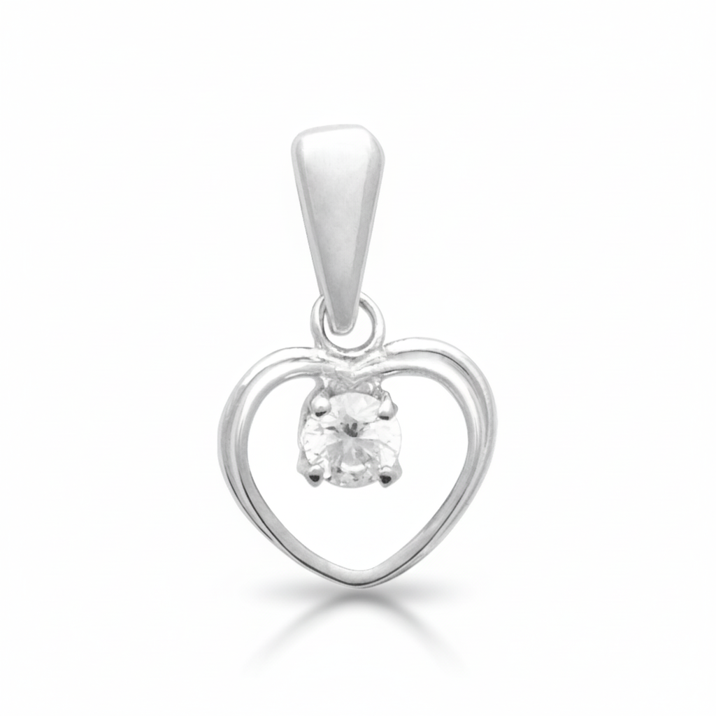 Pendentif Argent Rhodié Zirconium Coeurs