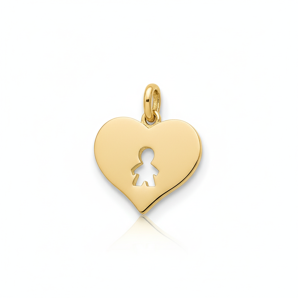 Pendentif Fille Plaqué Or Coeur Coeurs - Pendentif