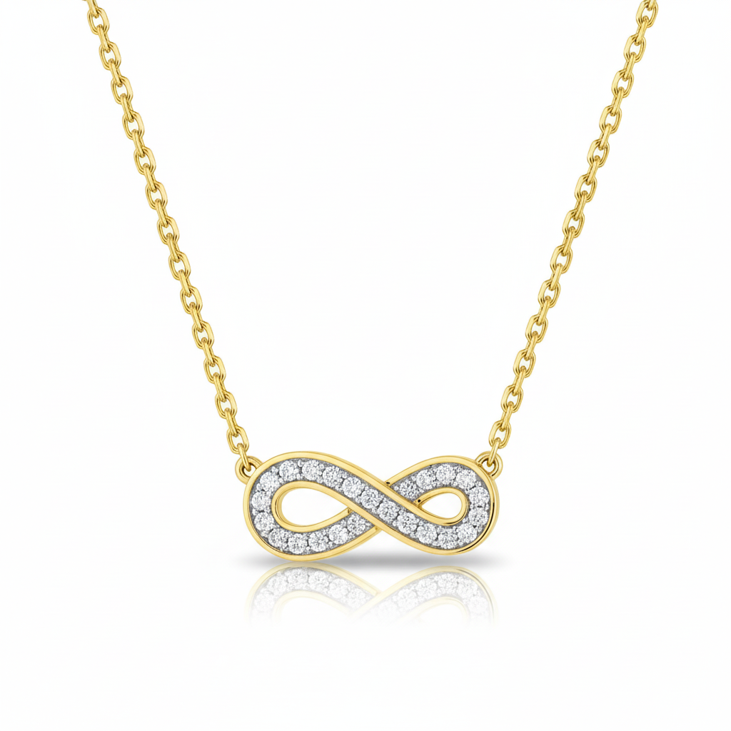 Collier Or 18k Rhodié Diamant 0.024ct GH P1 Infini