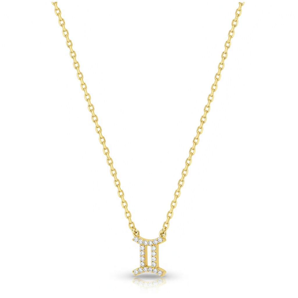 Collier Plaqué Or Zirconium Gémeaux