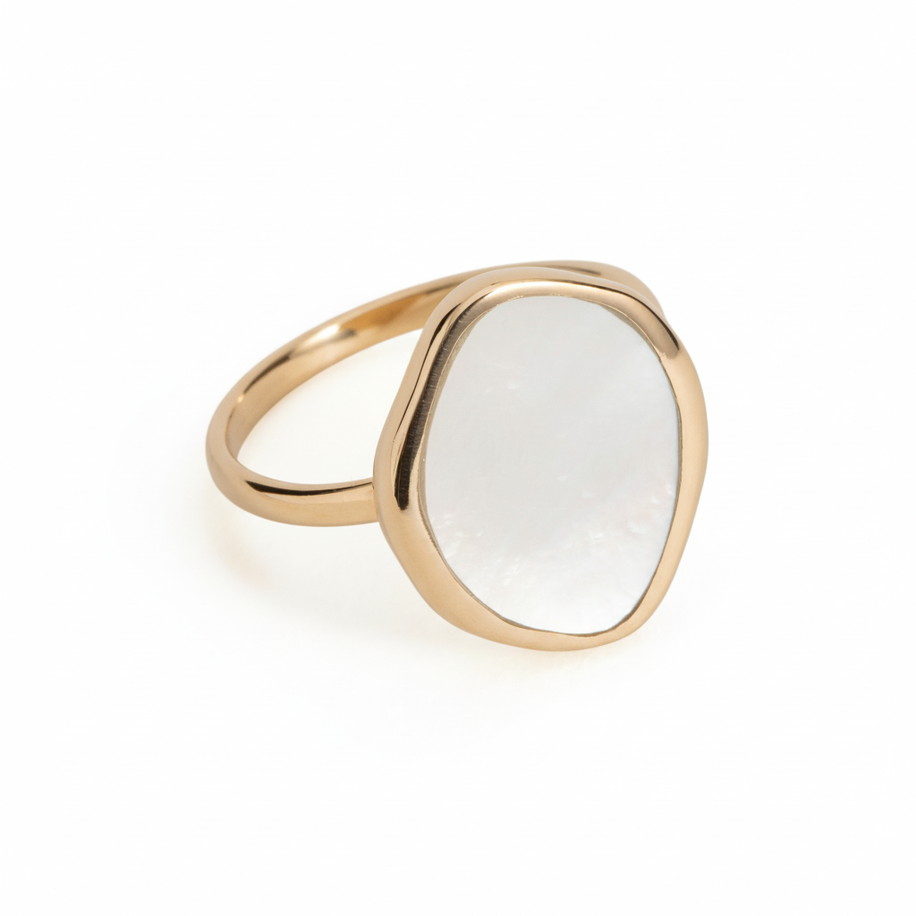 Bague Plaqué Or Nacre