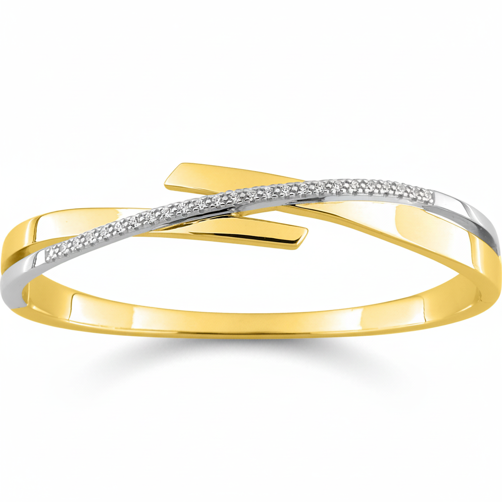 Jonc Plaqué Or Rhodié Zirconium - Bracelet