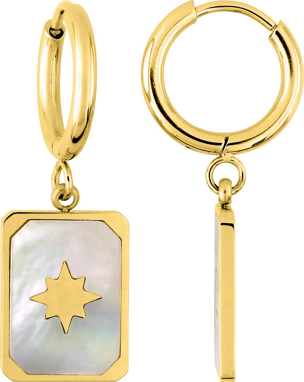 Boucles d'oreilles Créoles Acier Doré Nacre Blanc - Boucles d'oreilles en Acier - Bijoux en Vogue