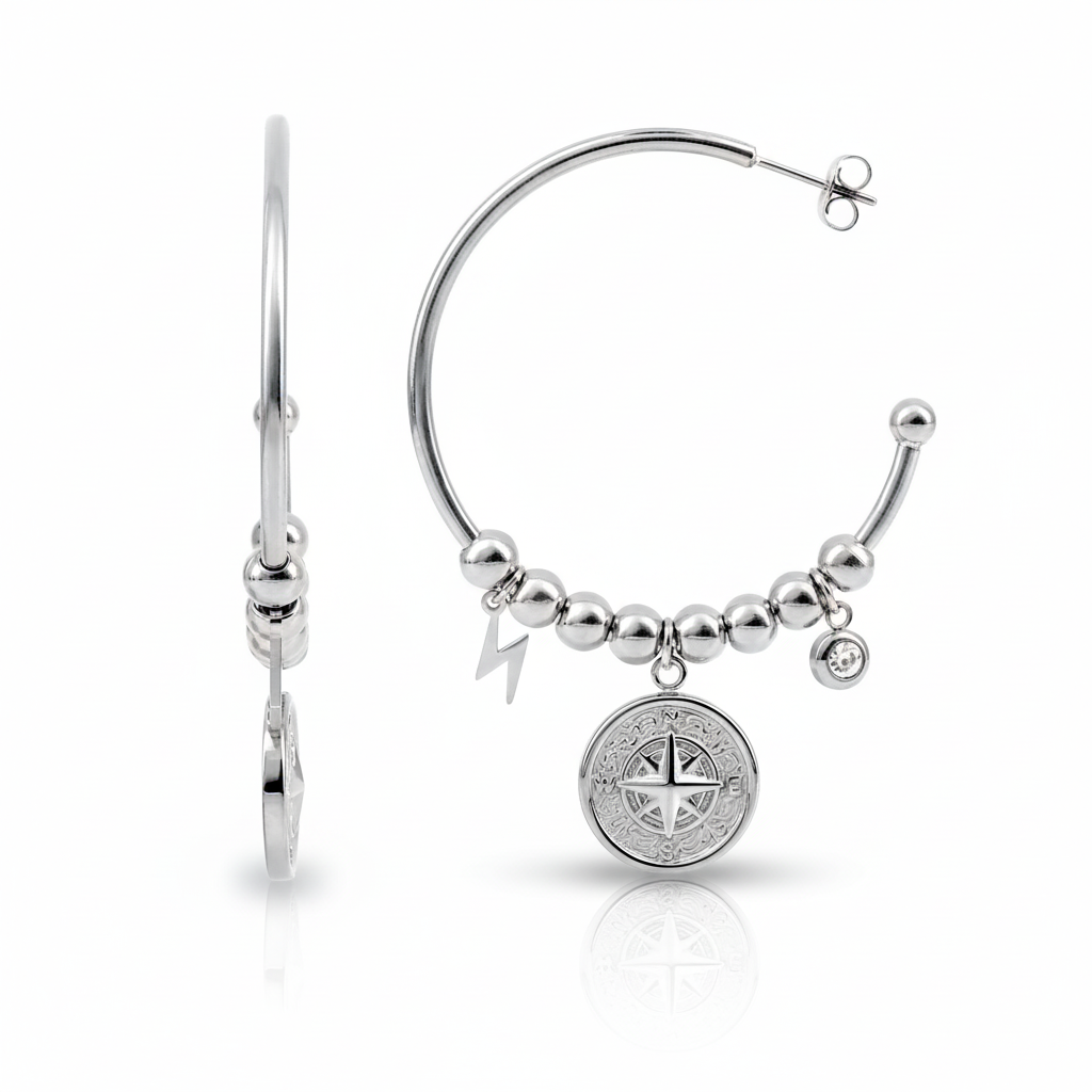 Boucles d'oreilles Demi-créoles Acier - Boucles d'oreilles