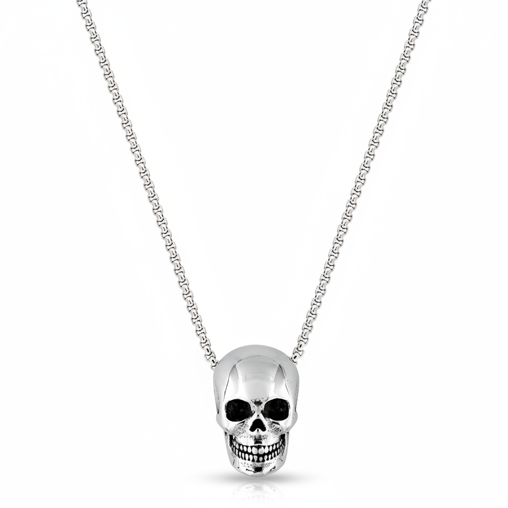 Collier Homme Acier Longueur 55cm Tête de Mort - Collier