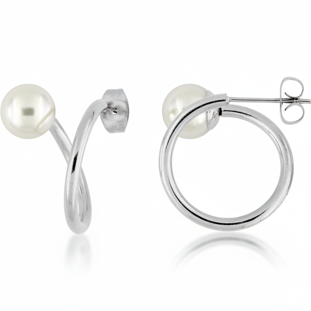 Boucles d'oreilles Demi-créoles Acier Diamètre 8mm - Boucles d'oreilles