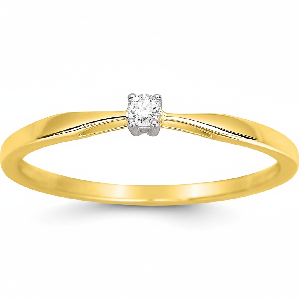 Bague Solitaire Or 18k Diamant 0.04ct GH P1 - Bague