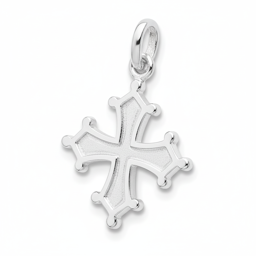 Pendentif Argent Rhodié Croix Occitane