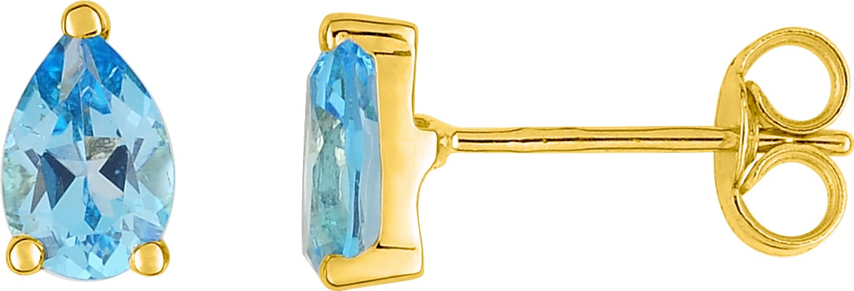 Boucles d'oreilles Clous Or 18k bleu Topaze