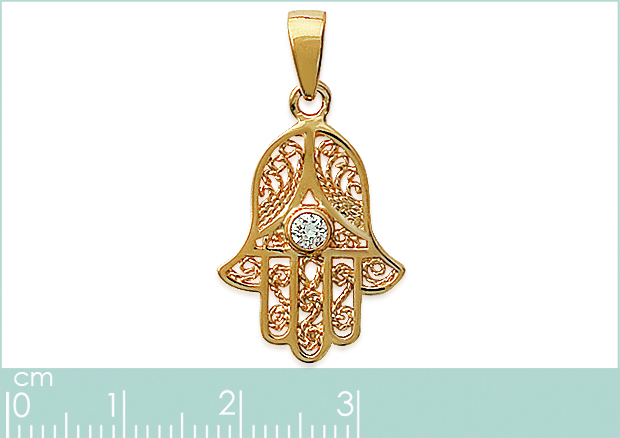 Pendentif Plaqué Or Zirconium Main de Fatma
