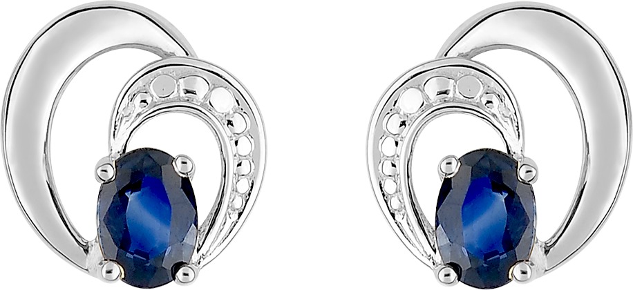 Boucles d'oreilles Clous Or Blanc 18k Saphir