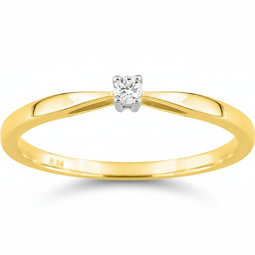 Bague Solitaire Or 18k Diamant 0.04ct GH SI - Bague