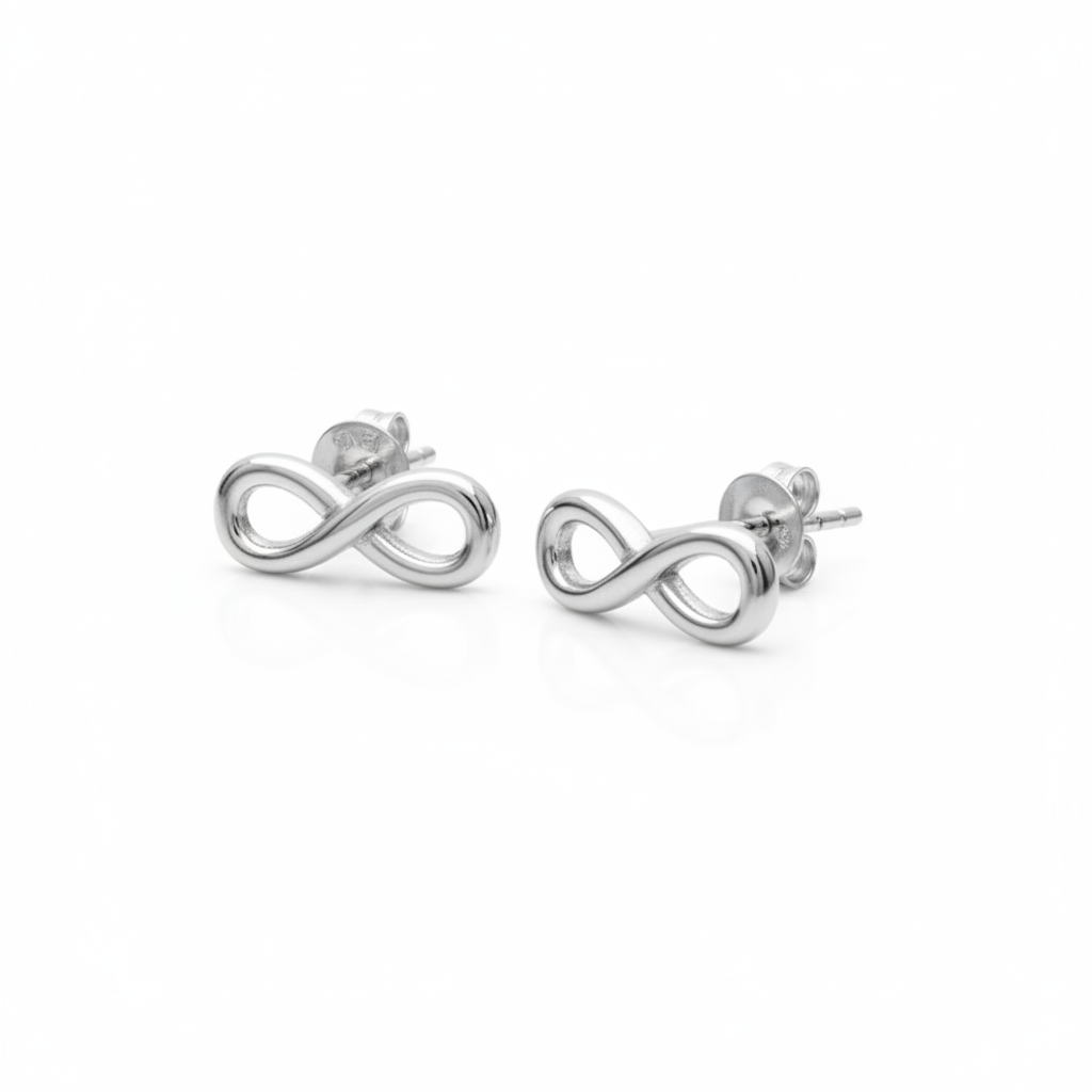 Boucles d'oreilles Clous Argent Rhodié Infini