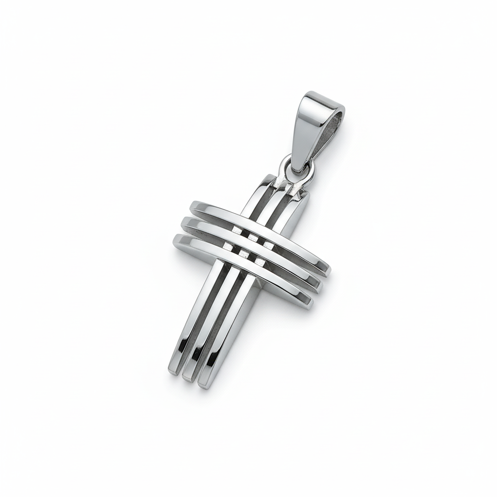 Pendentif Homme Acier Croix Chrétienne