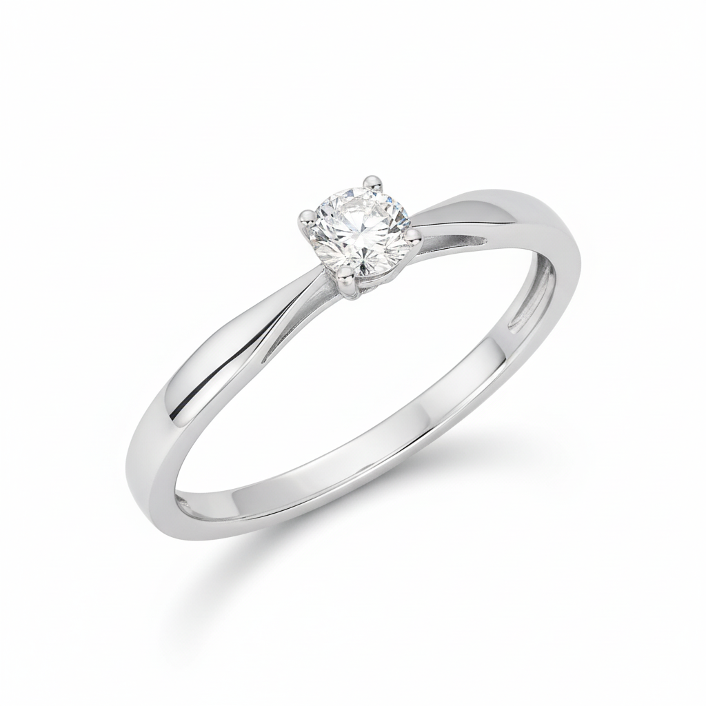 Bague Solitaire Or Blanc 18k Diamant 0.23ct GH P1 - Bague