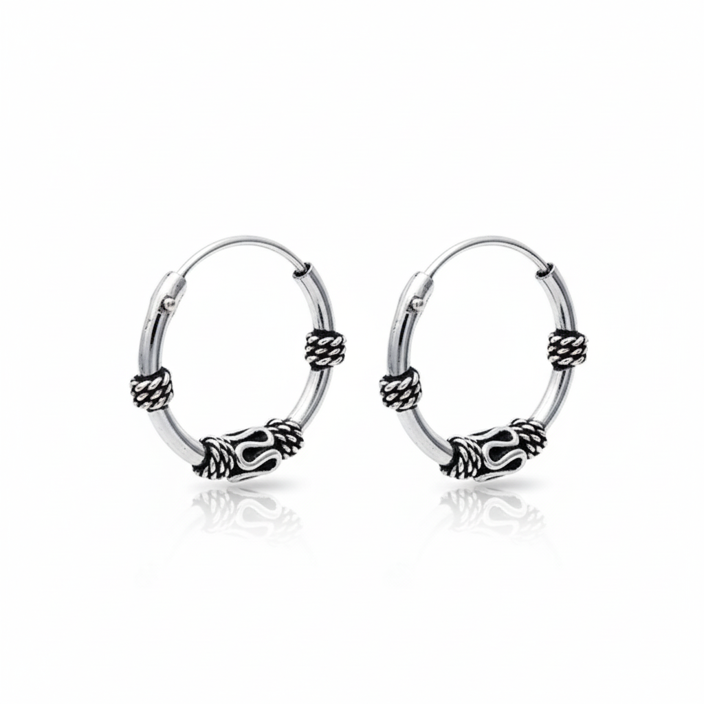 Boucles d'oreilles Créoles Argent Texturé - Boucles d'oreilles
