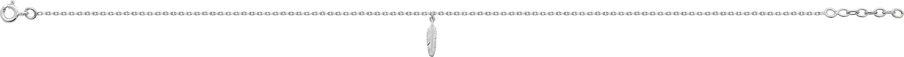 Chaîne cheville Argent Rhodié Longueur 24cm Plume