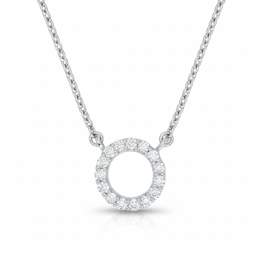Collier Argent Rhodié Longueur 40cm Zirconium - Collier