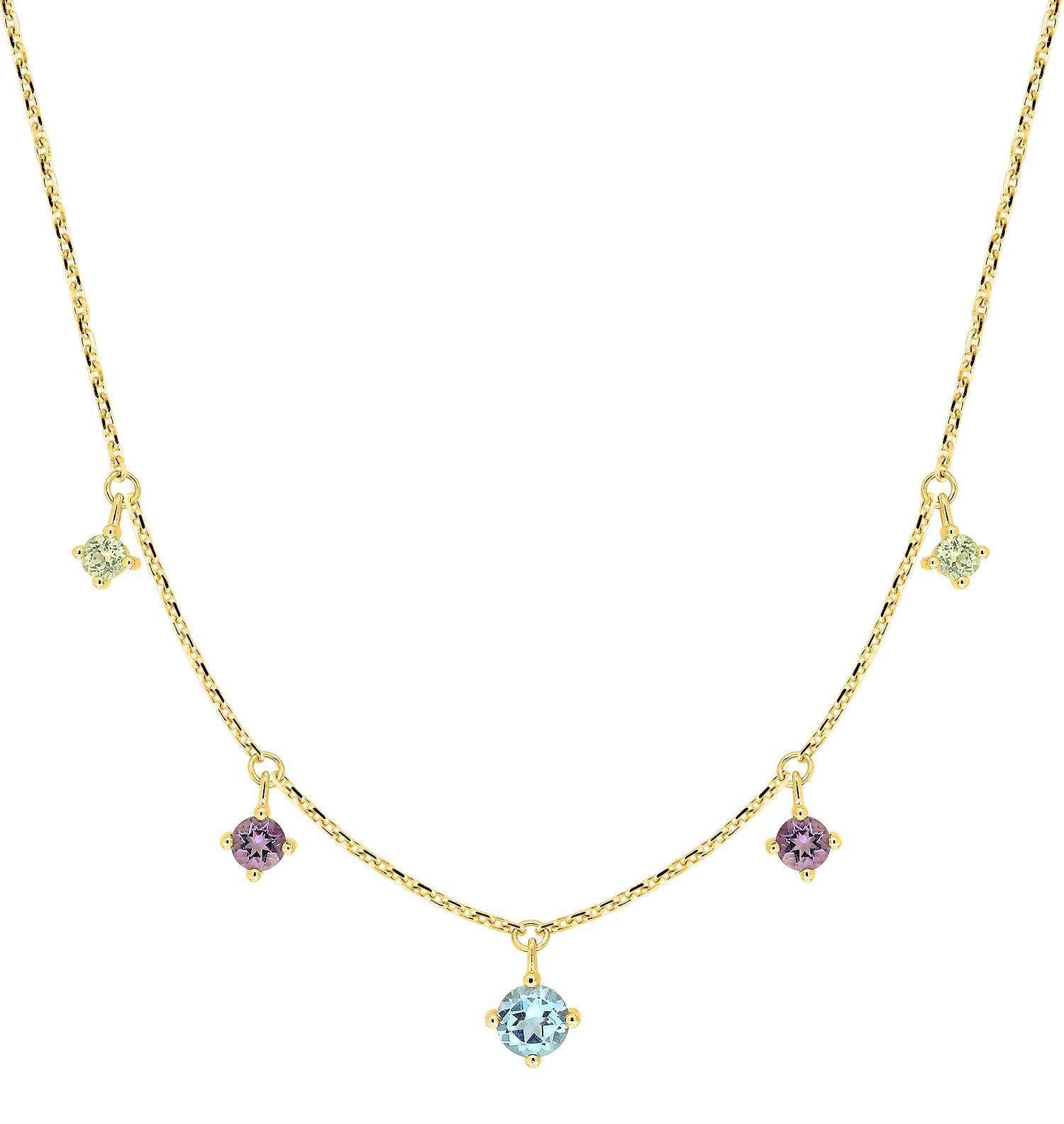 Collier Or 18k bleu Longueur 40cm Améthyste