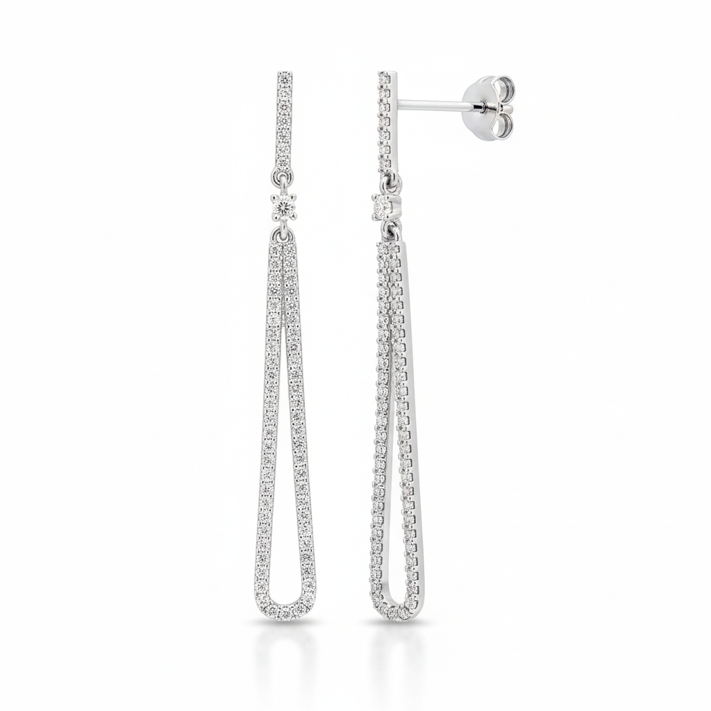 Boucles d'oreilles Pendantes Argent Rhodié Zirconium - Boucles d'oreilles