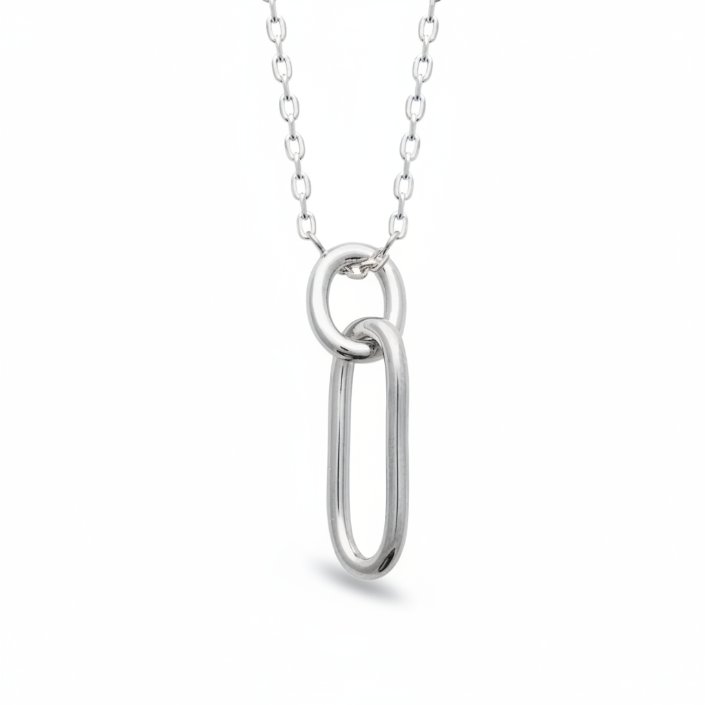 Collier Argent Rhodié Maillon Stacking - Collier