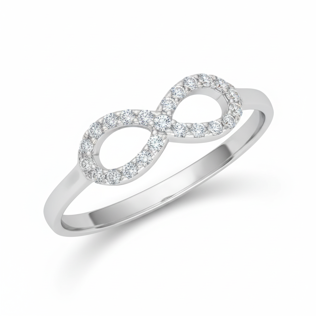 Bague Argent Rhodié Zirconium Infini