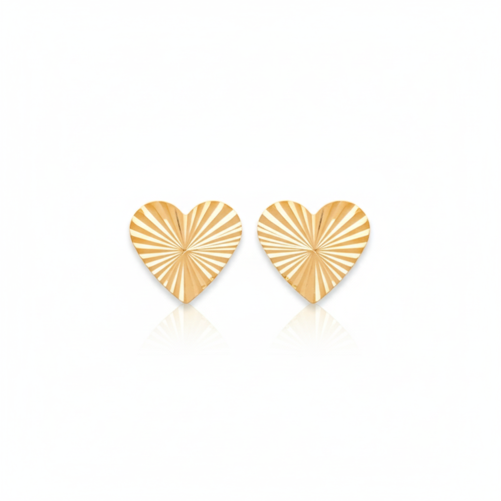 Boucles d'oreilles Clous Plaqué Or Coeurs Texturé
