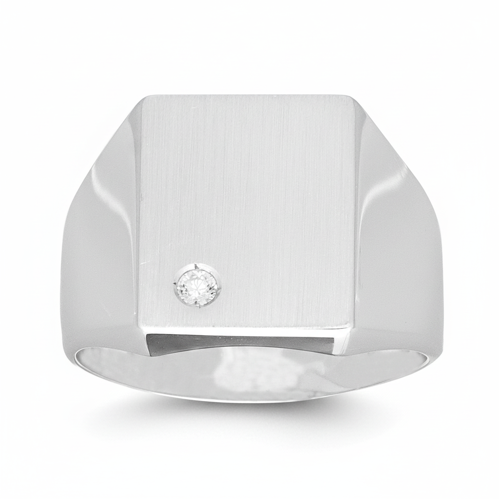 Chevalière Homme Argent Rhodié Zirconium - Bague