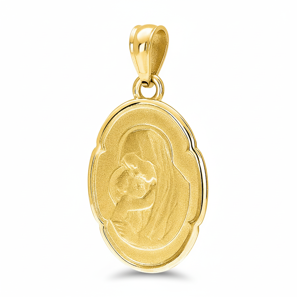 Pendentif Médaille Enfant Or Vierge Marie et Jésus Christ - Pendentif