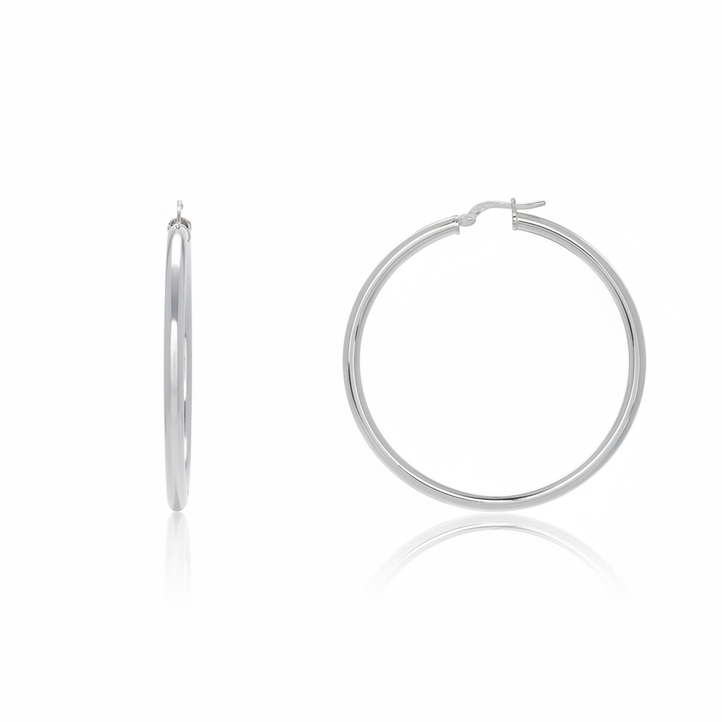 Boucles d'oreilles Créoles Argent Diamètre 45mm - Boucles d'oreilles