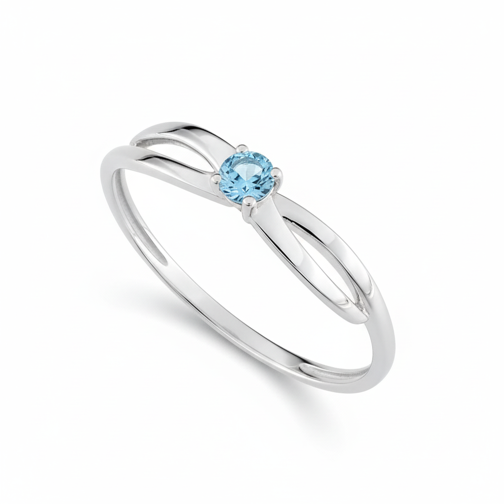 Bague Or Blanc 18k bleu Topaze
