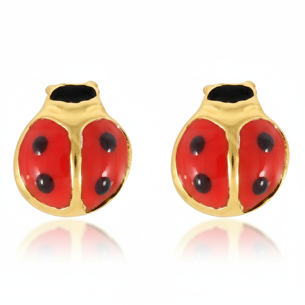 Boucles d'oreilles Clous Plaqué Or Coccinelle - Boucles d'oreilles