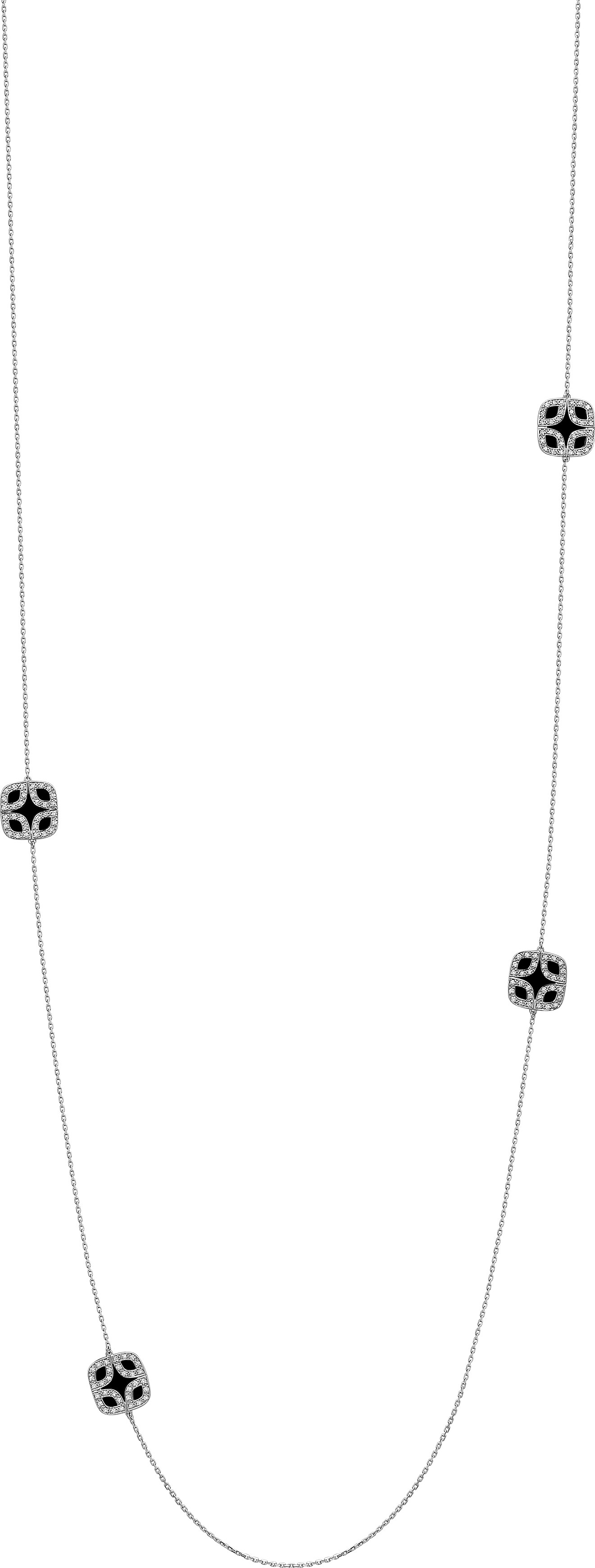 Collier Sautoir Or Blanc 18k Diamant GH SI Onyx - Collier