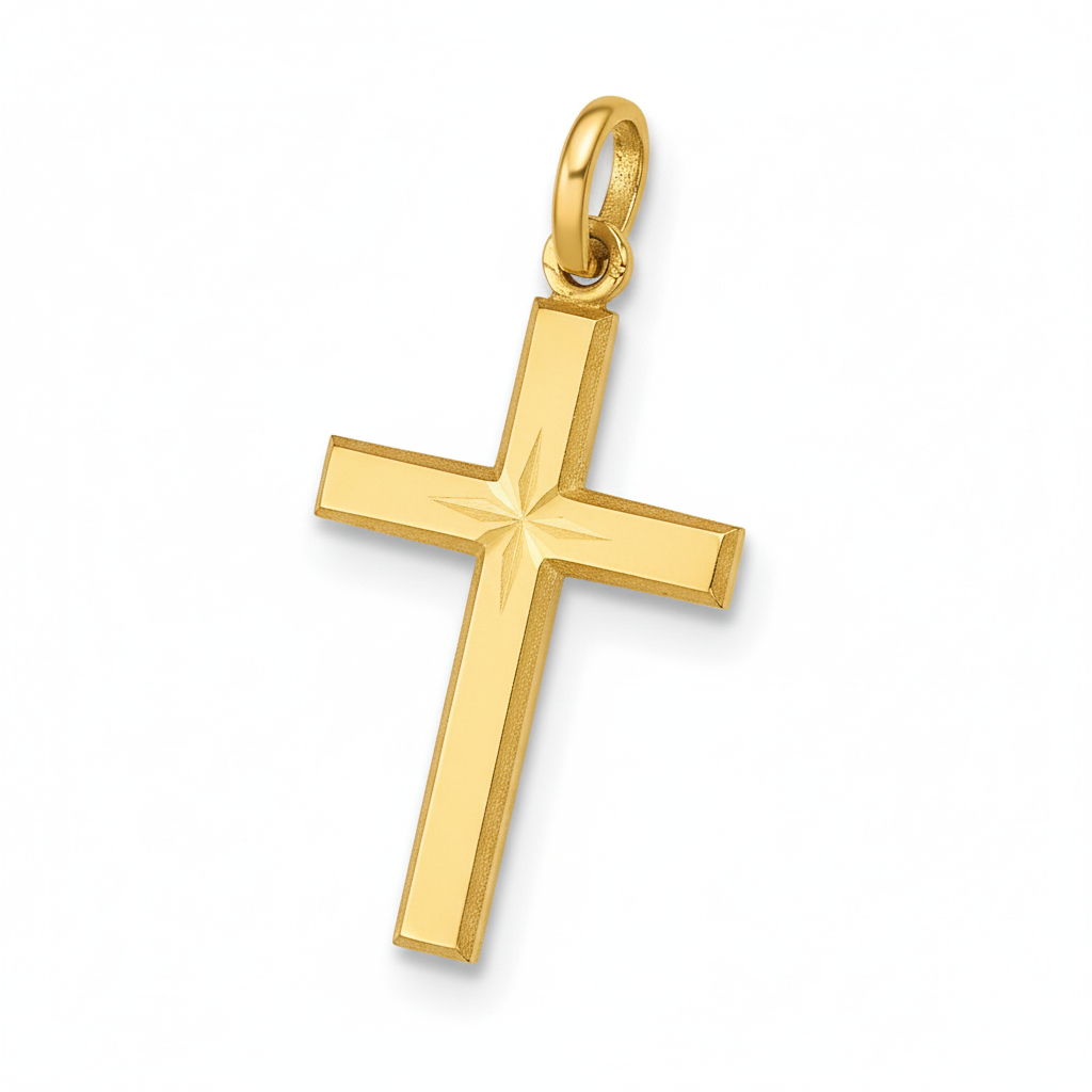 Pendentif Plaqué Or Croix Chrétienne - Pendentif