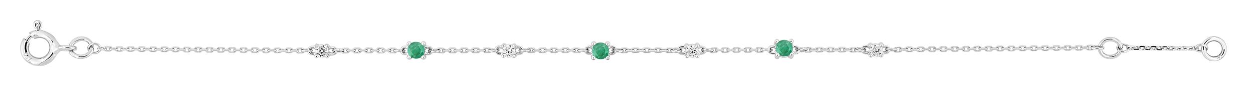 Bracelet Or Blanc 18k Longueur 16.5cm Zirconium Emeraude