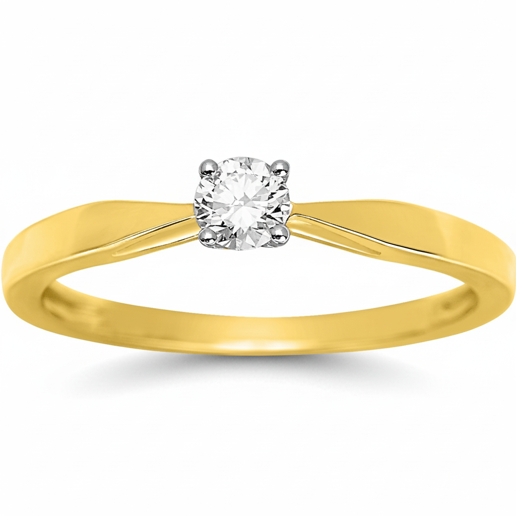Bague Solitaire Or 18k Diamant 0.18ct GH P1 - Bague