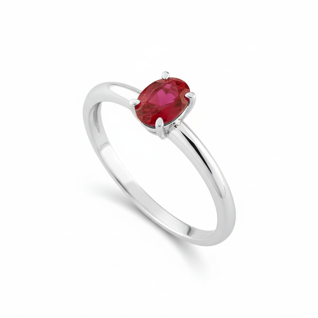 Bague Or Blanc 18k Rubis 0.55ct