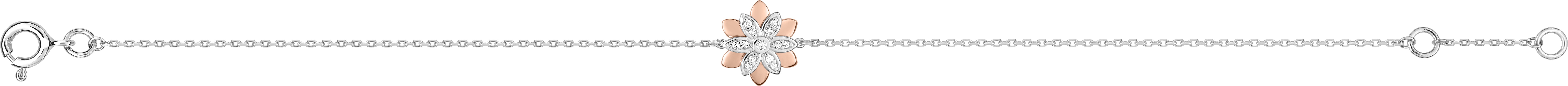 Bracelet Or Blanc et Rose 18k Longueur 16.5cm Diamant 0.05ct GH P1P2