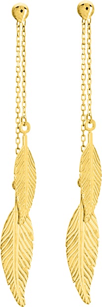 Boucles d'oreilles Pendantes Or Plume