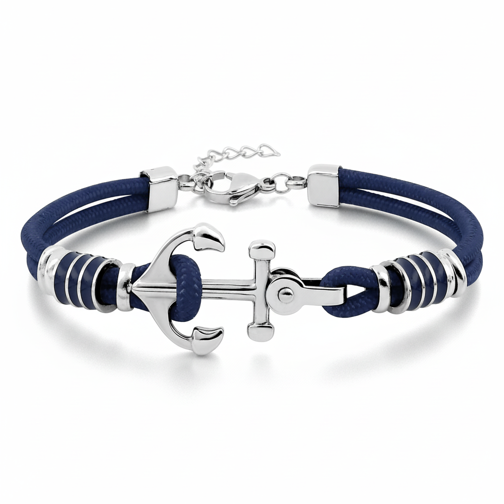 Bracelet Homme Acier Longueur 18cm Ancre Marine - Bracelet