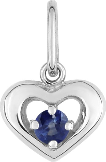Pendentif Or Blanc Saphir Coeur