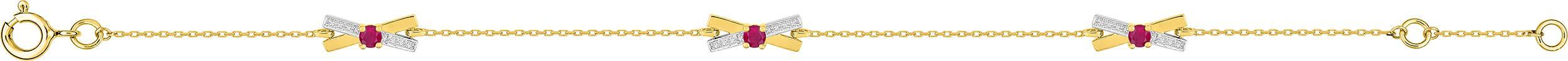 Bracelet Or Blanc et Jaune 9k Rubis