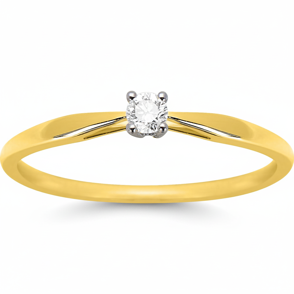 Bague Solitaire Or 18k Diamant 0.08ct GH P1 - Bague