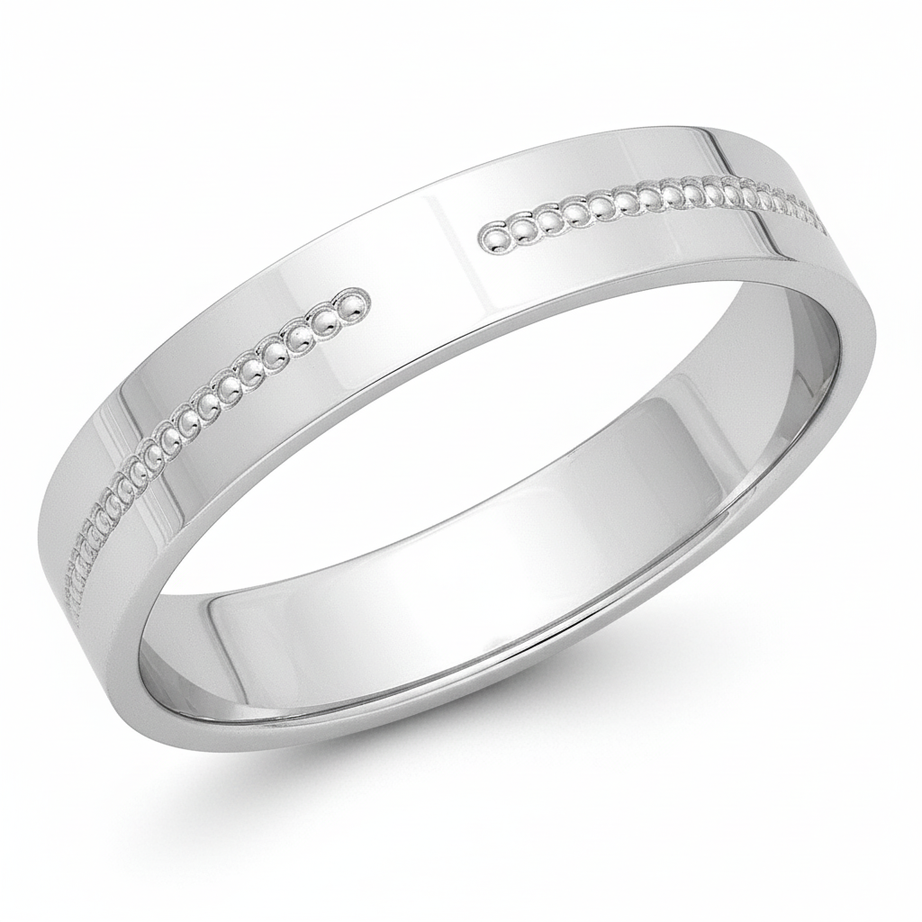 Alliance Homme Argent Rhodié Largeur 4mm - Bague