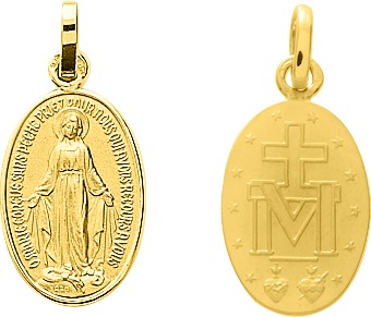 Pendentif Médaille Or 18k Vierge Marie